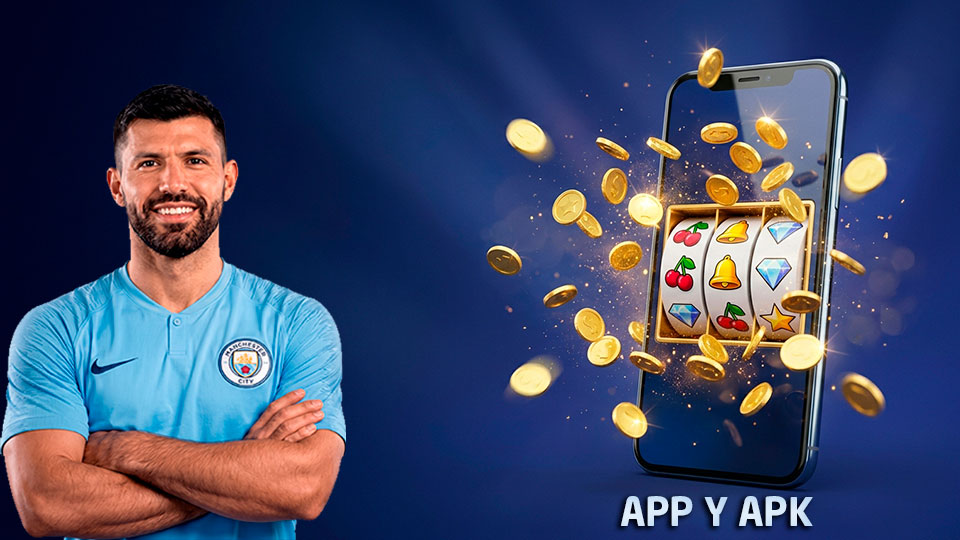 Celular mostrando un juego de tragamonedas: versión app del casino Kun Agüero