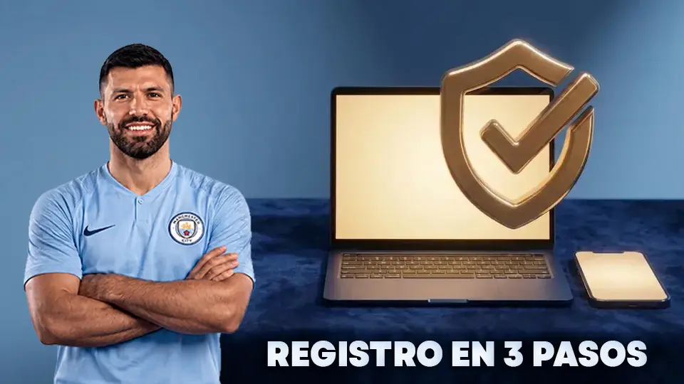 Laptop y celular con escudo de verificación: registro seguro paso a paso