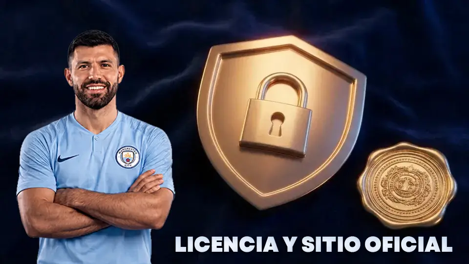 Escudo con candado y sello dorado: seguridad y licencia del casino