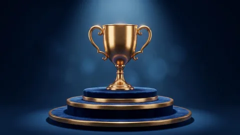 Trofeo dorado y podio: torneos de tragamonedas